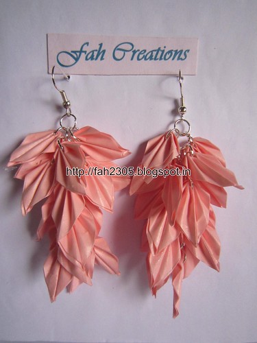 Handmade Jewelry - Origami Paper Leaves Earrings (1) by fah2305
