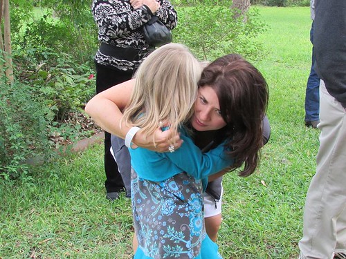 Catie got upset & pouty during the rehearsal & needed a hug from aunt Tracy