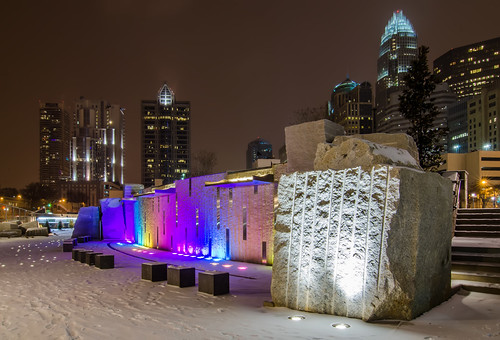 snowy evening at romare bearden park charlotte, nc by DigiDreamGrafix.com