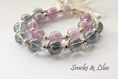 Smoke & Lilac Bracelets by gemwaithnia