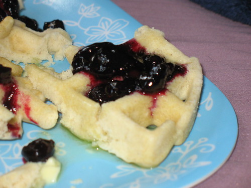 Waffle with Blueberry Preserves