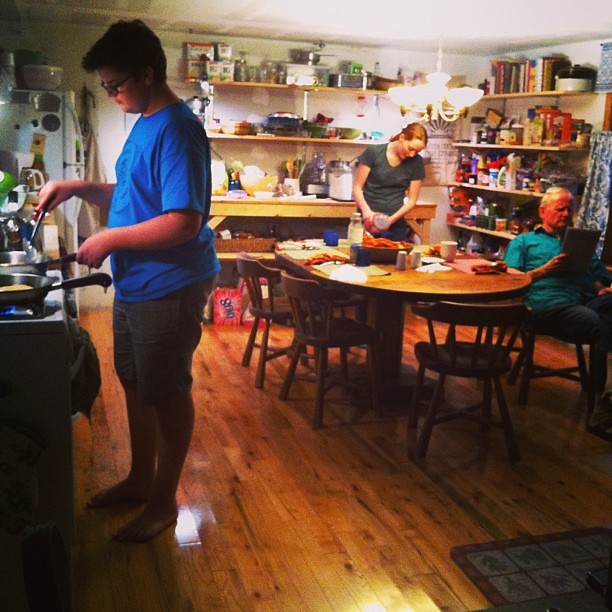 My teens rescued me tonight, and they are cooking dinner - comfort lentil soup and grilled cheese. #unschooling #love #fromourkitchen
