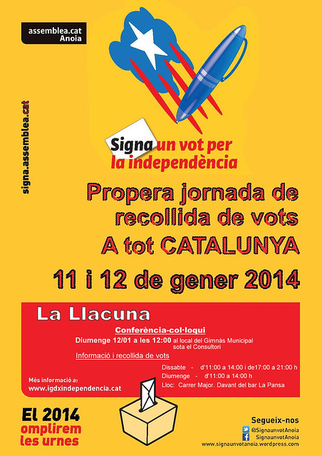 Foto cartell jornada de votacions de L'ANC a La LLacuna.