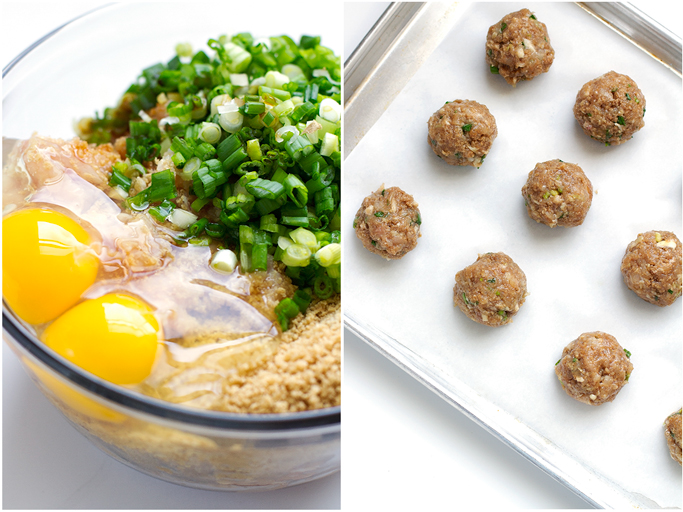 25 minute Asian Chicken Meatballs - loaded with asian flavors and so easy to make! #asianmeatballs #sesamemeatballs #chickenmeatballs #asianchickenmeatballs | littlespicejar.com