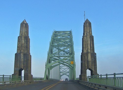 driving through the Newport Bridge