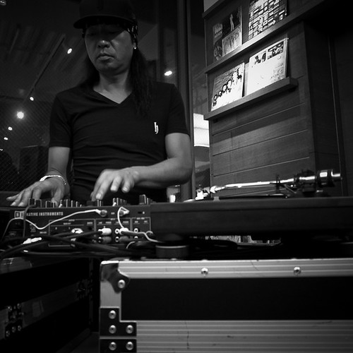 Dj Honda with Turntables and Mixer, H-Factor