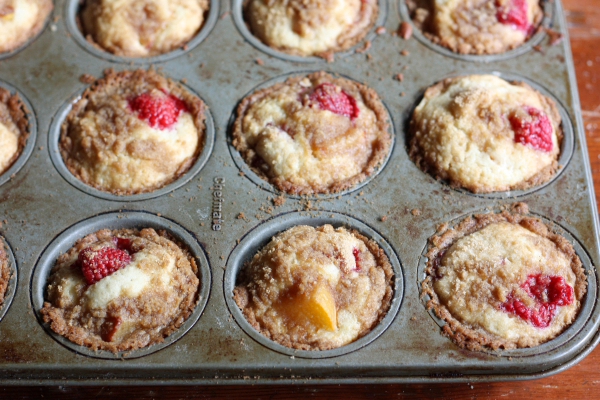 Raspberry Peach Muffins