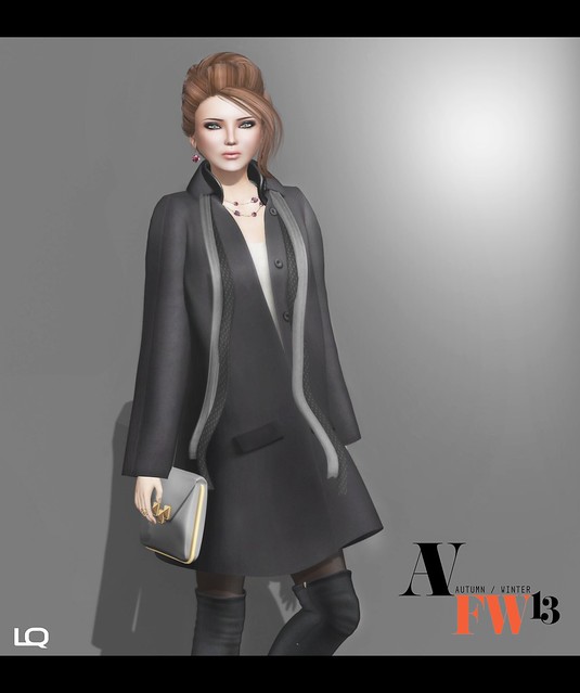 AFWFW2103 - NYU - Double Collared Coat, Black w white inner