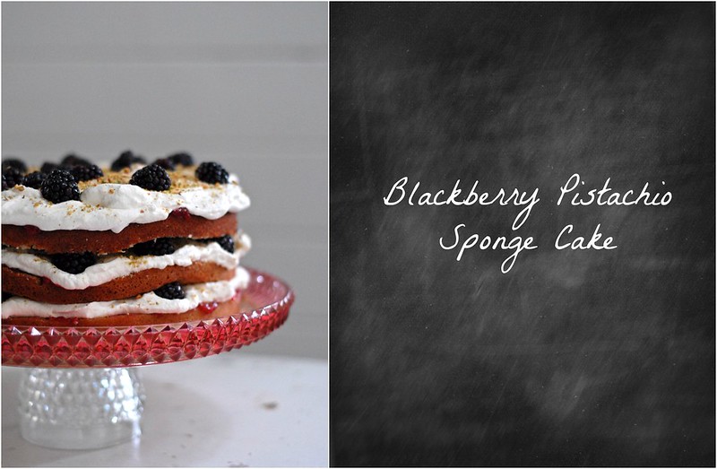 Blackberry Pistachio Sponge Cake