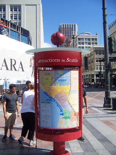 Attractions wayfinding map, Downtown Seattle
