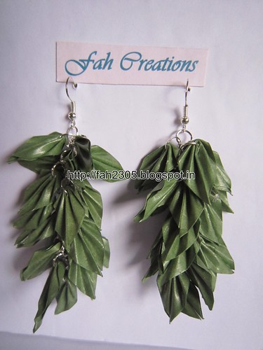 Handmade Jewelry - Origami Paper Leaves Earrings (18) by fah2305