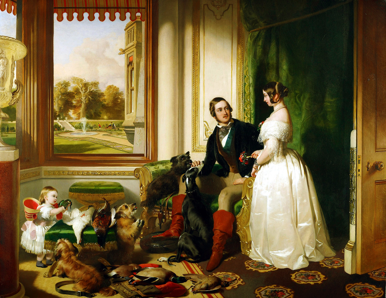 Queen Victoria and Prince Albert at home at Windsor Castle byE dwin Henry Landseer, 1843