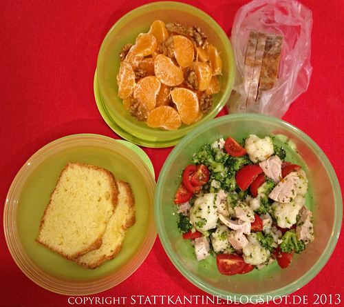 Stattkantine 4. Februar 2013 - Salat mit Perlhuhnbrust, Mandarinen, Orangen-Rührkuchen
