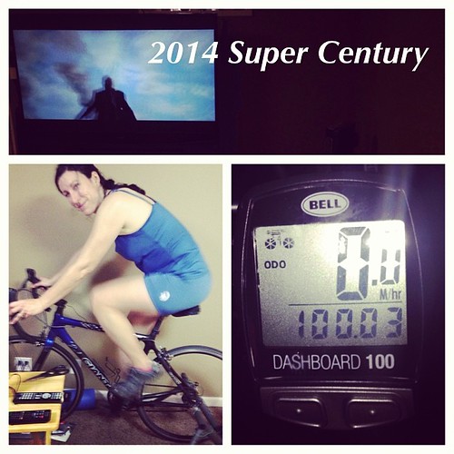 My team's annual #SuperCentury, a Super Bowl day trainer metric century. I stuck it out for a little longer. If my #bike computer was right (questionable), this was my first century on a road bike after two on a hybrid, two on a #cx bike, and one on a #mt