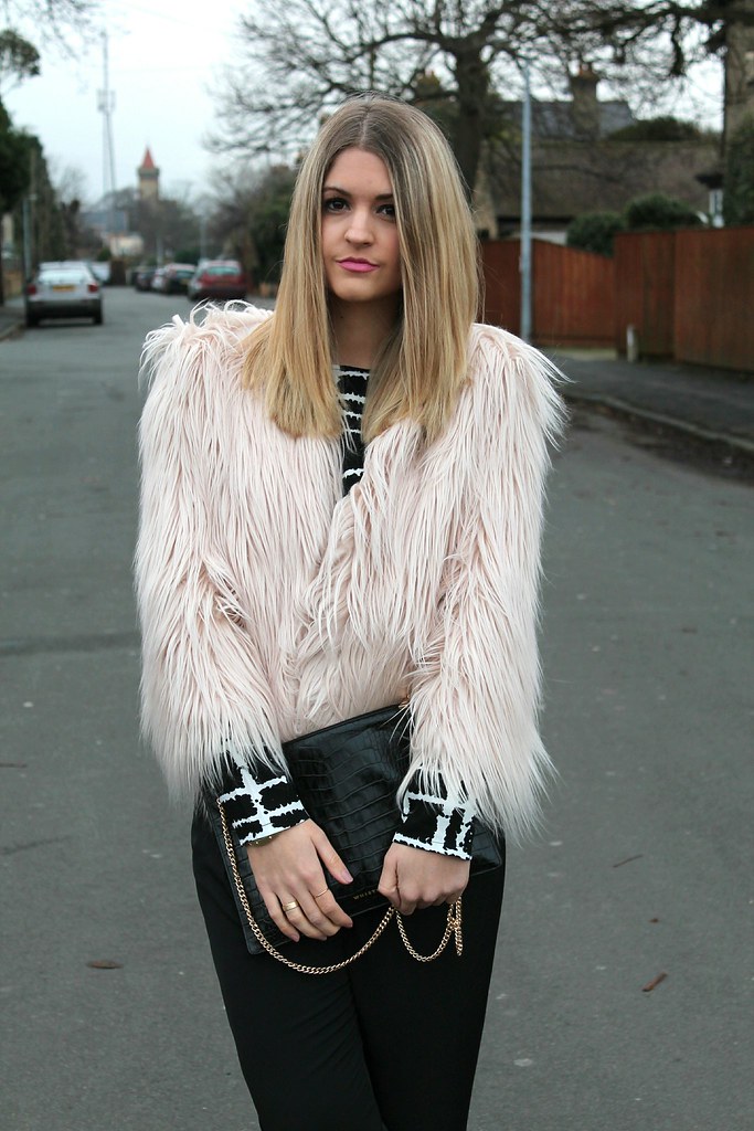 Missguided Fur Jacket and Whistles Clutch