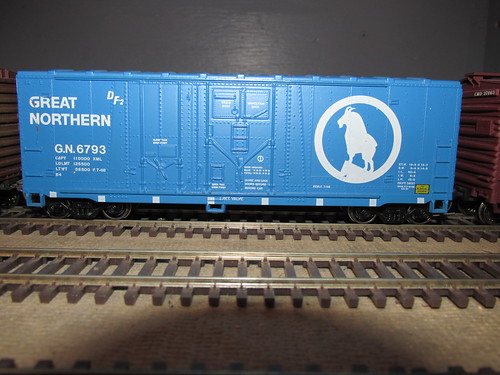 A 1967 era Great Northern Railroad 40 foot grain service box car. by Eddie from Chicago
