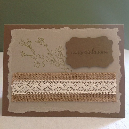 Custom order of 15 cards. Contact me if you'd like a custom set! #stampinup #nature #natural #burlap #lace #customcards