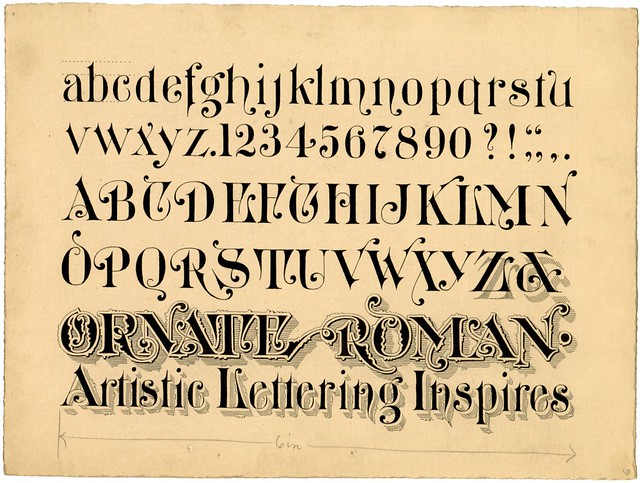 ink design of writings script - Ornate Roman