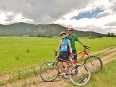 Dennis and Clare Mountain Biking in Elk Meadow