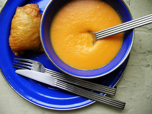 baked chicken and creamed carrot soup