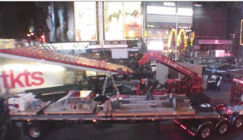 Worlds largest Lego Model being setup in Times Square NY