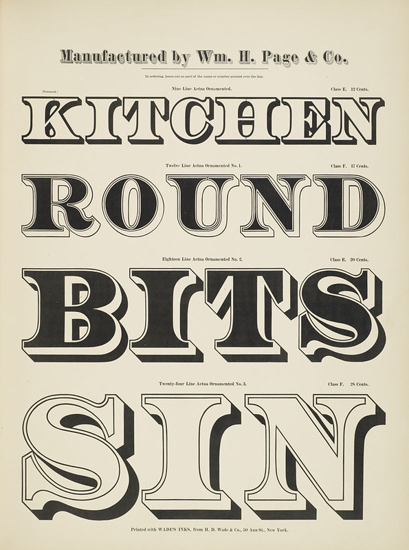Specimens of chromatic wood type, borders 1874 - [via Columbia U] (Kitchen + Round + Bits + Sin) Aetna ornamented type