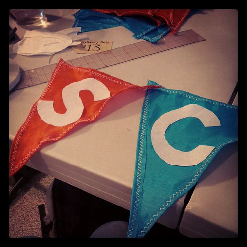 Title banner in progress! $9 for a cute flag banner vs $40 for a vinyl one? The choice is obvious. ;)