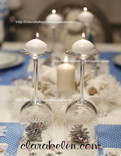 Decorar cena de Navidad con copas-candelabros