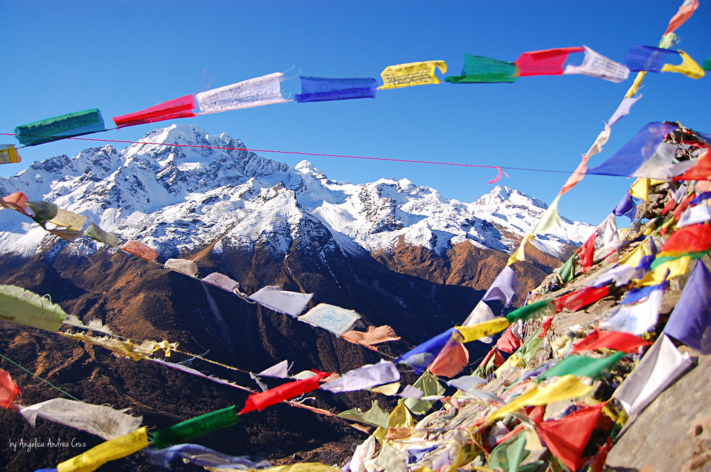 Tibetan Prayer Flags on Kyanjing Ri, Kyanjing Gompa, Langtang Trek, Nepal