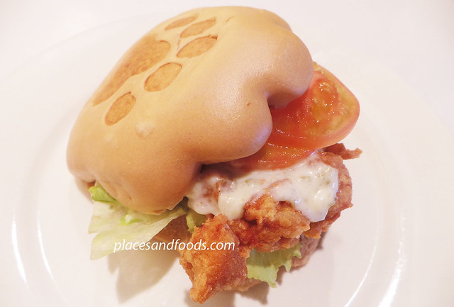 kumamono brown sugar burger with spicy chicken