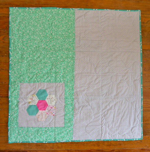 baby girl quilt with english paper piecing and posy fabric