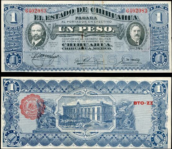 1 Peso Chihuahua - Mexiko 1915
