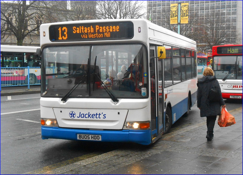 Jackett's Coaches MPD BU05HDO is seen with a newly fitted LED Display on the 13.