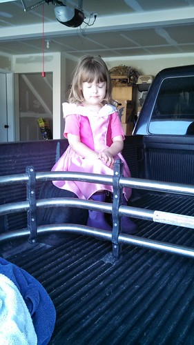 The Princess taking a break during washing the car
