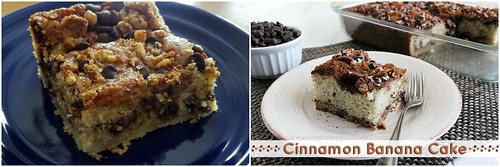 Cinnamon Banana Cake Before and After Collage