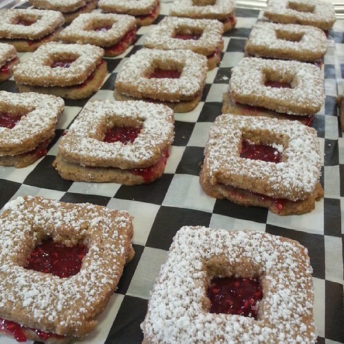 Break-fast hand picked homemade raspberry jam sorghum linzer tarts #glutenfreedelicious by The Cookie Man