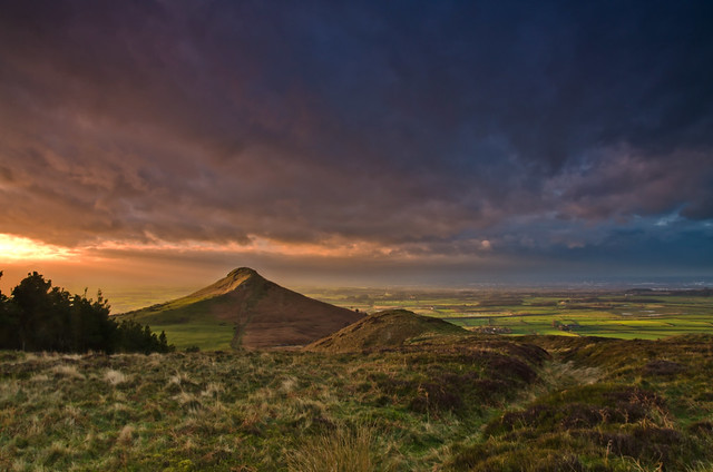 Roseberry Topping stormy sunset.