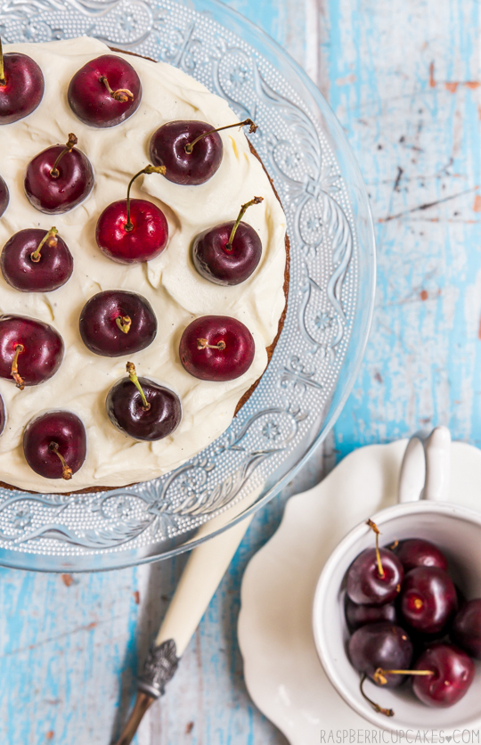 Brown Butter Cake with Vanilla Bean Cream & Cherries
