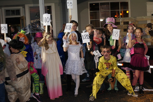  Treat or Treaters lined up for costume contest at Boone Village.