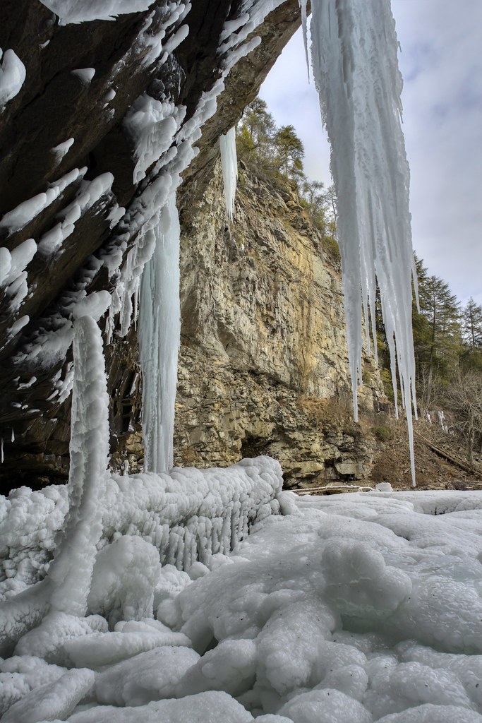 Cane Creek Falls frozen detail 3, Fall Creek Falls State Park, Van Buren County, Tennessee