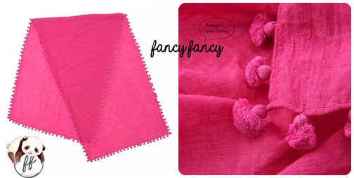 07.春意盎然流蘇球球圍巾(披肩)-粉紅色細節