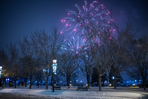 Fireworks in Montreal, Canada, just before Christmas.