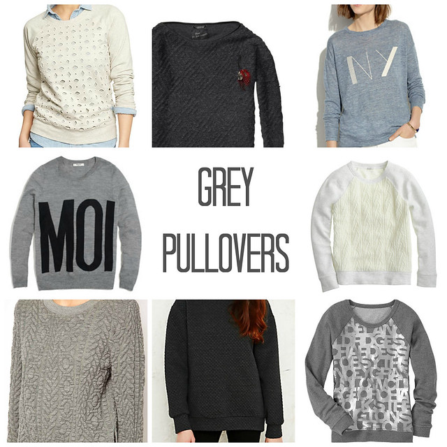 Grey pullover collage with text