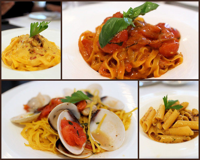 Canon EOS M collage: Pastas - carbonara, pomodoro, vongole, aglio olio