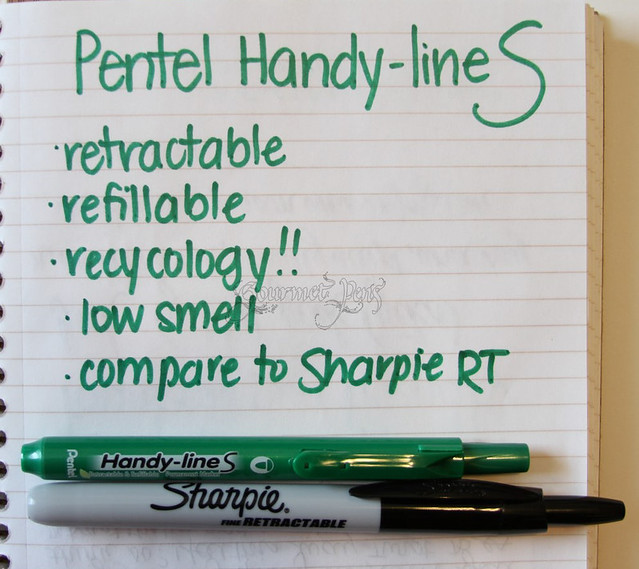 Pentel Handy-line S Permanent Marker - Green Writing Sample