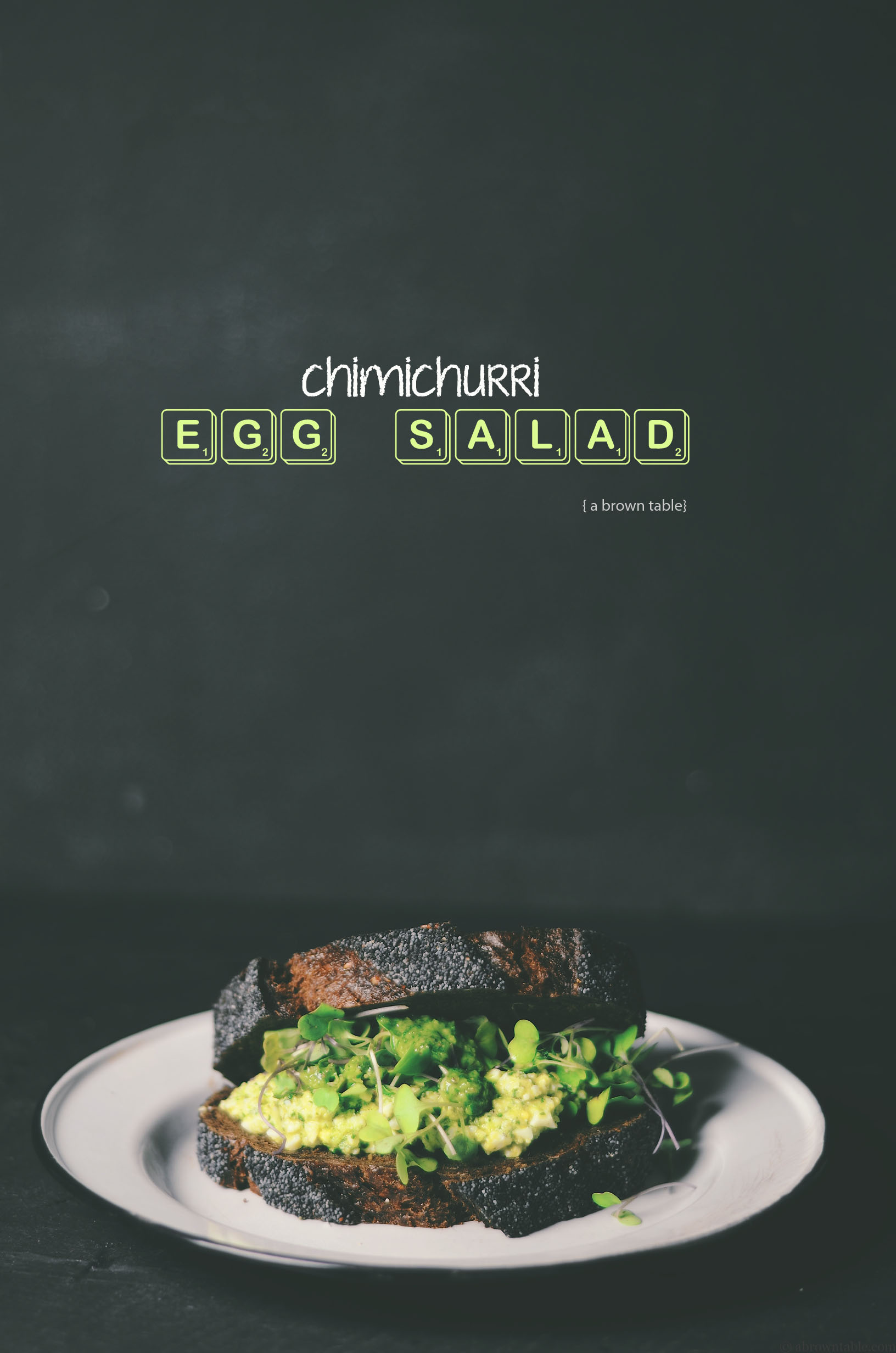 chimichurri flavored egg salad sandwich