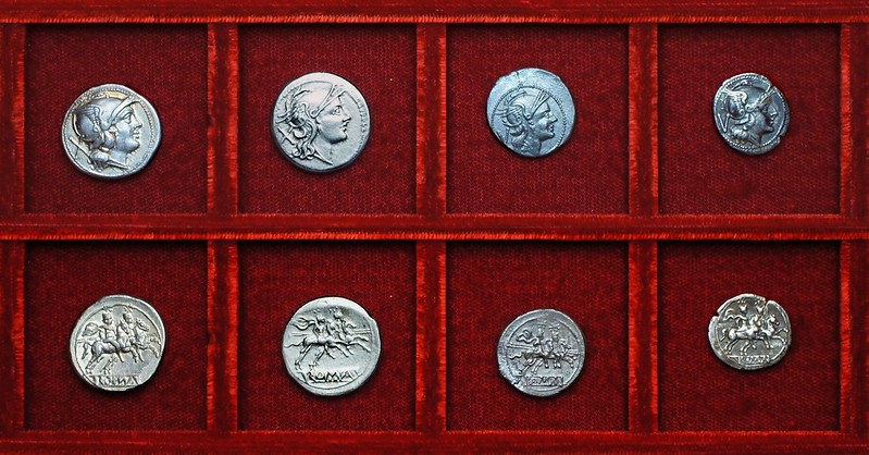 RRC 044 Anonymous Denarii and Quinarii, one with a dot mintmark, Ahala collection, coins of the Roman Republic