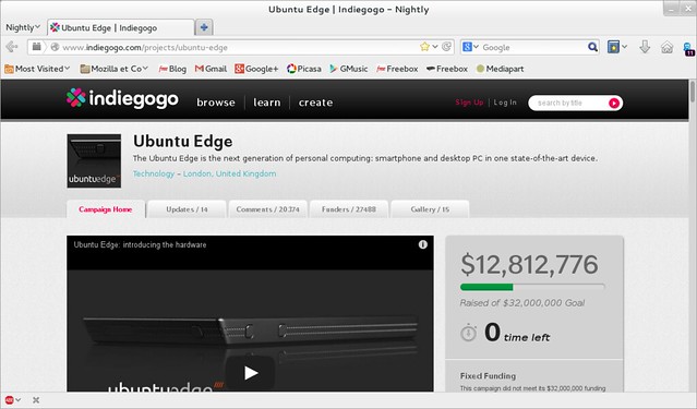 Fin campagne indiegogo ubuntu edge