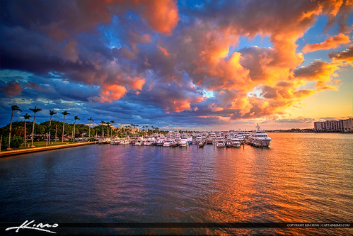 West Palm Beach Marina with Boats and Yachts at Sunset by Captain Kimo