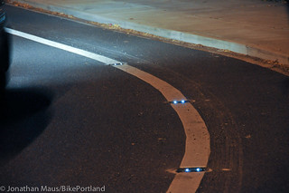 LED bike lane lights on NE Couch-1